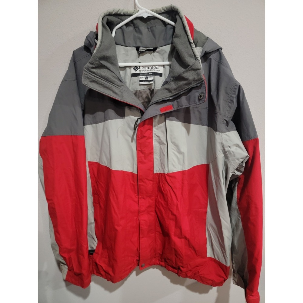 Columbia Bugaboo Jacket Men XL Gray Red Interchange Omni-Tech‎ Outdoor Ski shell